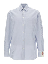 Golden Goose White And Light Blue Shirt With Stripe Motif In Cotton Woman - Women