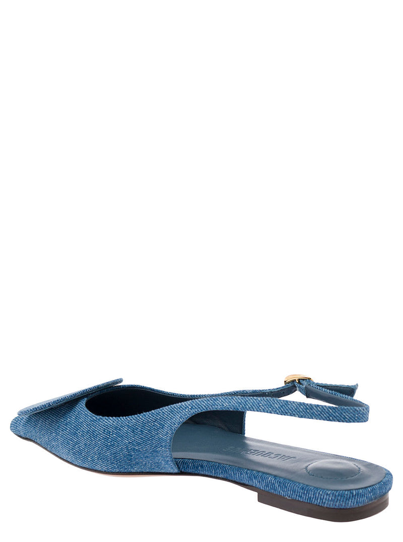 Jacquemus les Slingback Duele Plates Blue Flat Sandals With Geometric Shapes In Denim Woman - Women