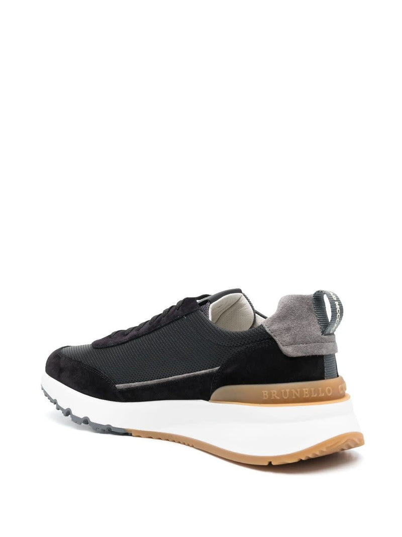 Brunello Cucinelli Sneaker Made Of Soft Leather With Suede Finishes And Contrasting Color Details - Men