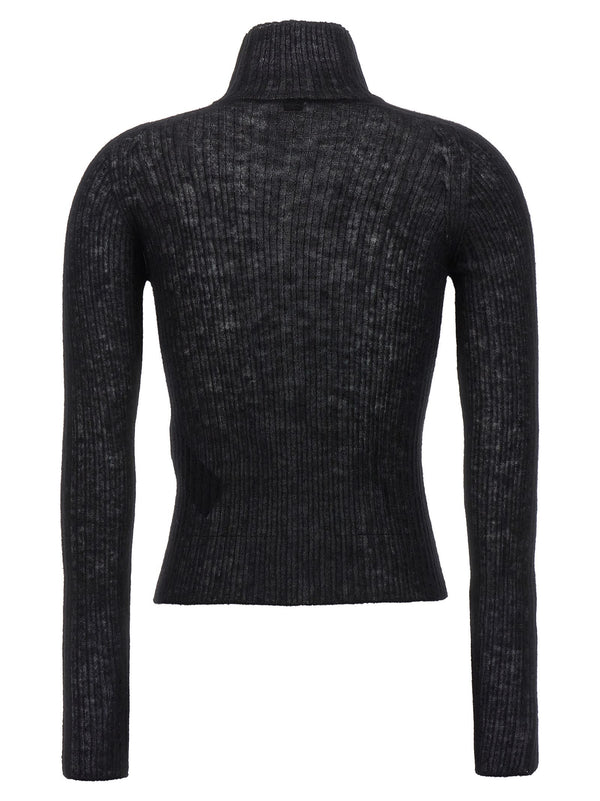 Saint Laurent Black Wool Blend Turtleneck Sweater - Women