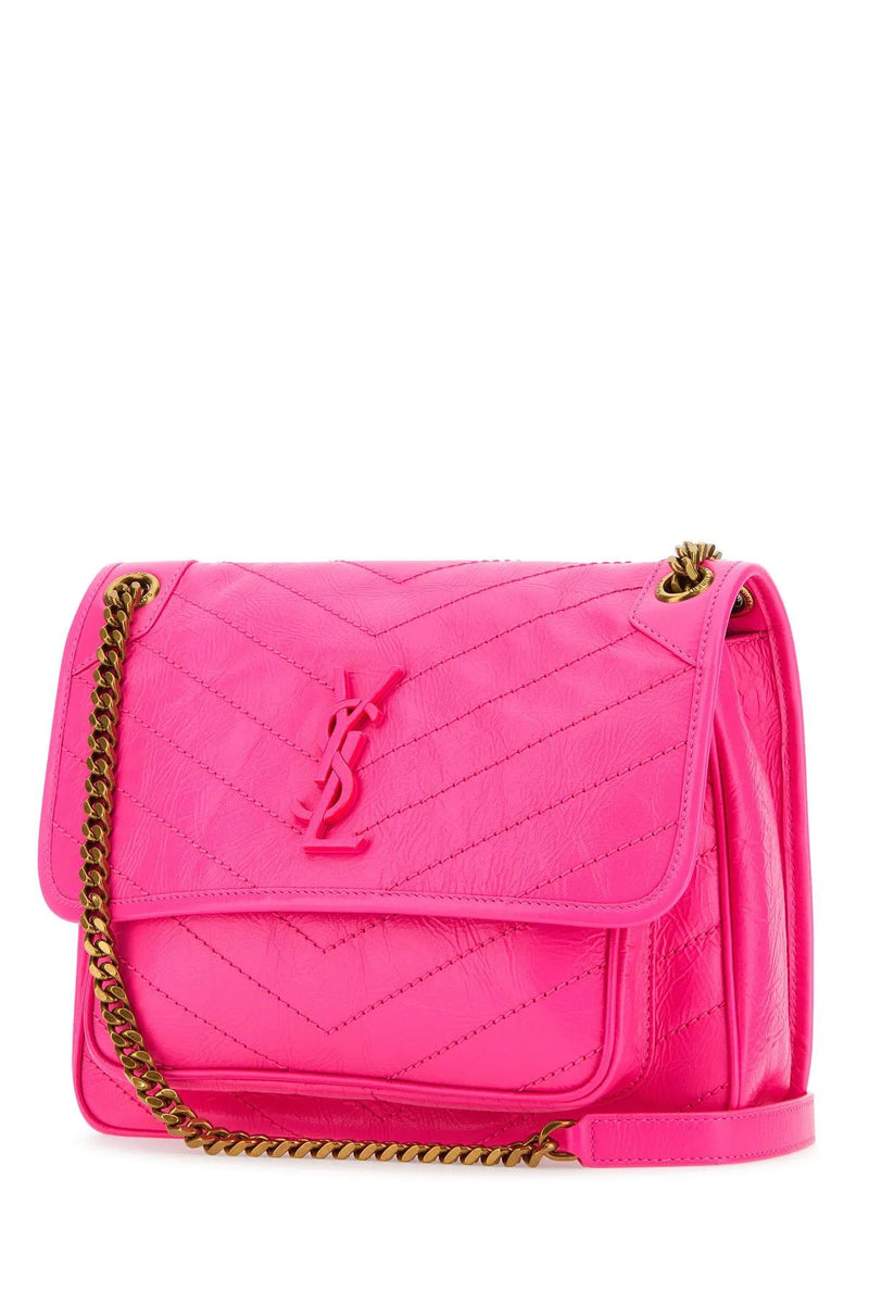 Saint Laurent Fluo Pink Nappa Leather Medium Niki Shoulder Bag - Women