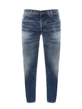 Saint Laurent Logo Patch Straight Leg Jeans - Men