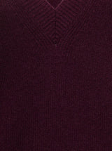 Bottega Veneta Bordeaux V Neck Pullover With Ribbed Trim In Cashmere Womabn - Women