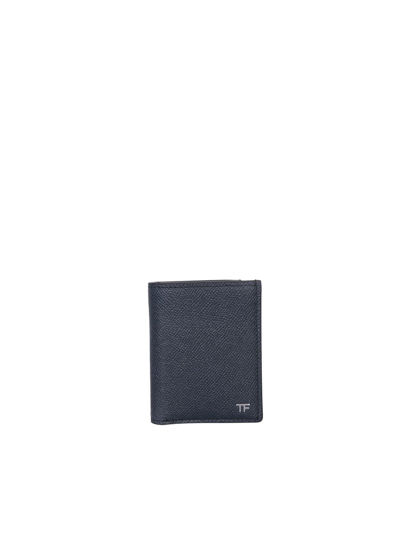 Tom Ford Small Grain Vertical Blue Cardholder - Men - Piano Luigi