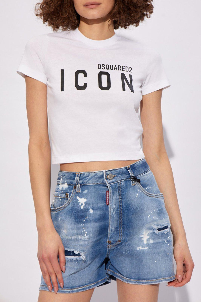 Dsquared2 Logo Printed Cropped T-shirt - Women