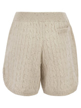 Brunello Cucinelli Cotton Knit Shorts With Sequins - Women