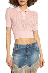 Dsquared2 Short-sleeved Open-knitted Cropped Top - Women