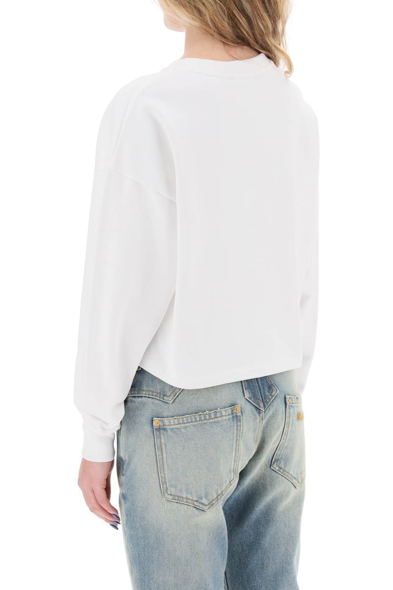 Balmain Cropped Sweatshirt With Flocked Logo - Women