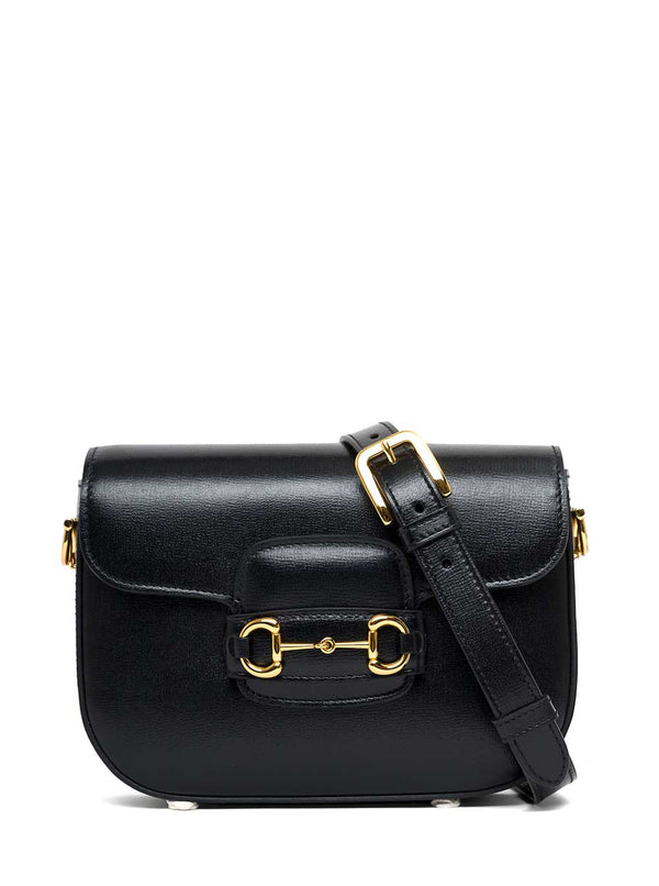 Gucci Womans Horsebit 1955 Black Leather Crossbody Bag - Women