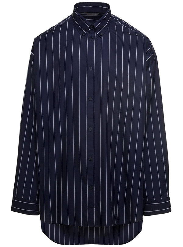 Balenciaga Striped Blouse With Contrasting Logo - Men