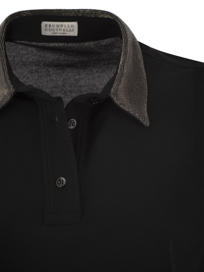 Brunello Cucinelli Cotton Polo Shirt With Jewelled Collar - Women