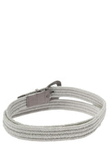 Brunello Cucinelli Grey Buckle-fastening Woven Belt In Linen Woman - Women