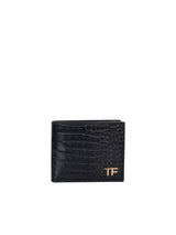 Tom Ford Crocodile Bi-fold Black Wallet - Men - Piano Luigi