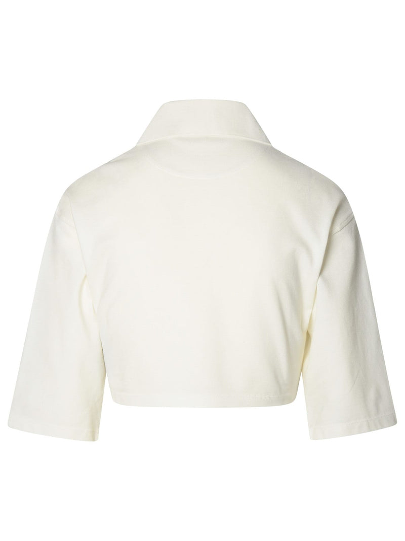 Palm Angels Crop Polo Shirt In White Cotton - Women