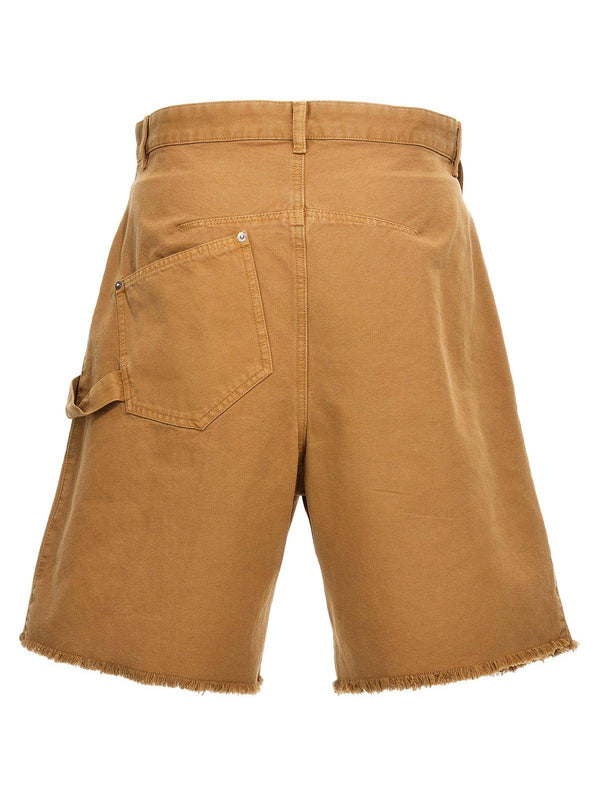 J.W. Anderson Asymmetric-waist Fringed-edge Bermuda Shorts - Men