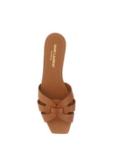 Saint Laurent Amber Leather Tribute Slippers - Women