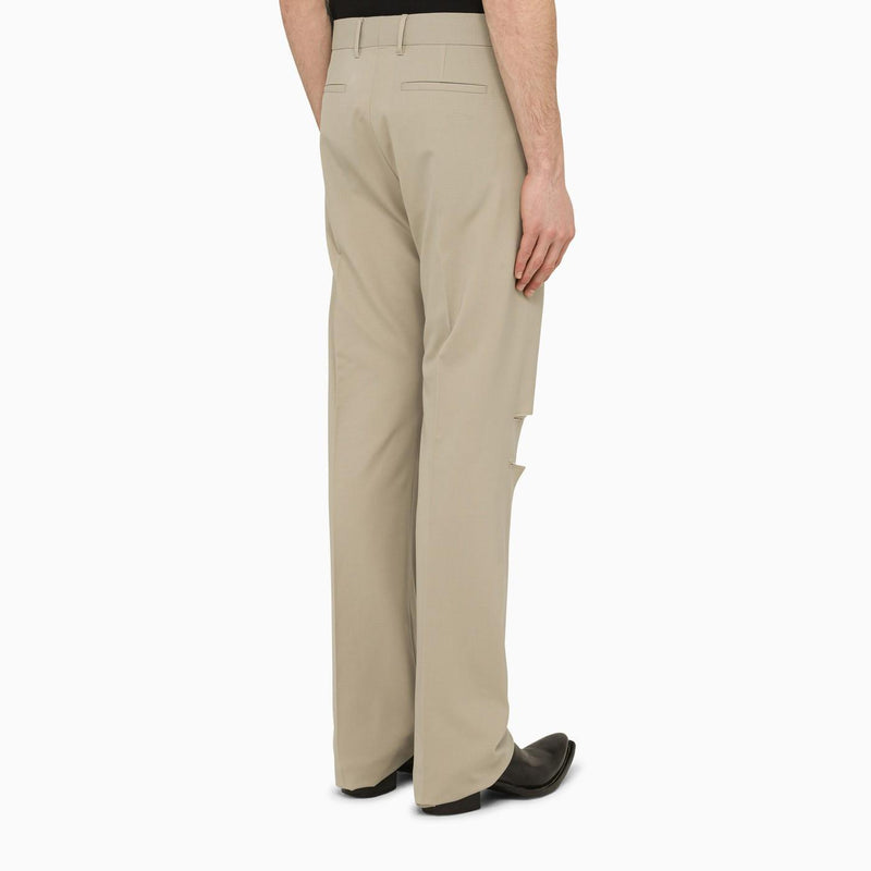 Givenchy Stone Tailored Trousers With Wear - Men - Piano Luigi