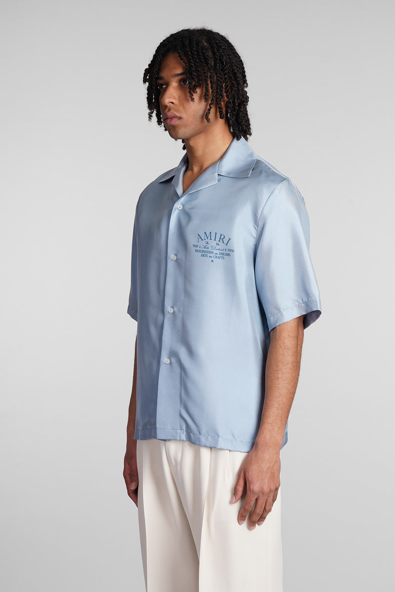 AMIRI Shirt In Cyan Silk - Men