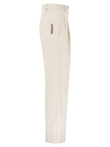 Brunello Cucinelli Relaxed Trousers In Garment-dyed Cotton-linen Cover-up - Women