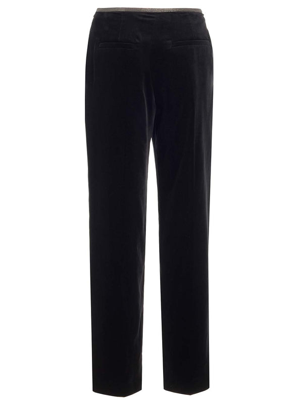 Brunello Cucinelli loose Wide Leg Velvet Trousers - Women