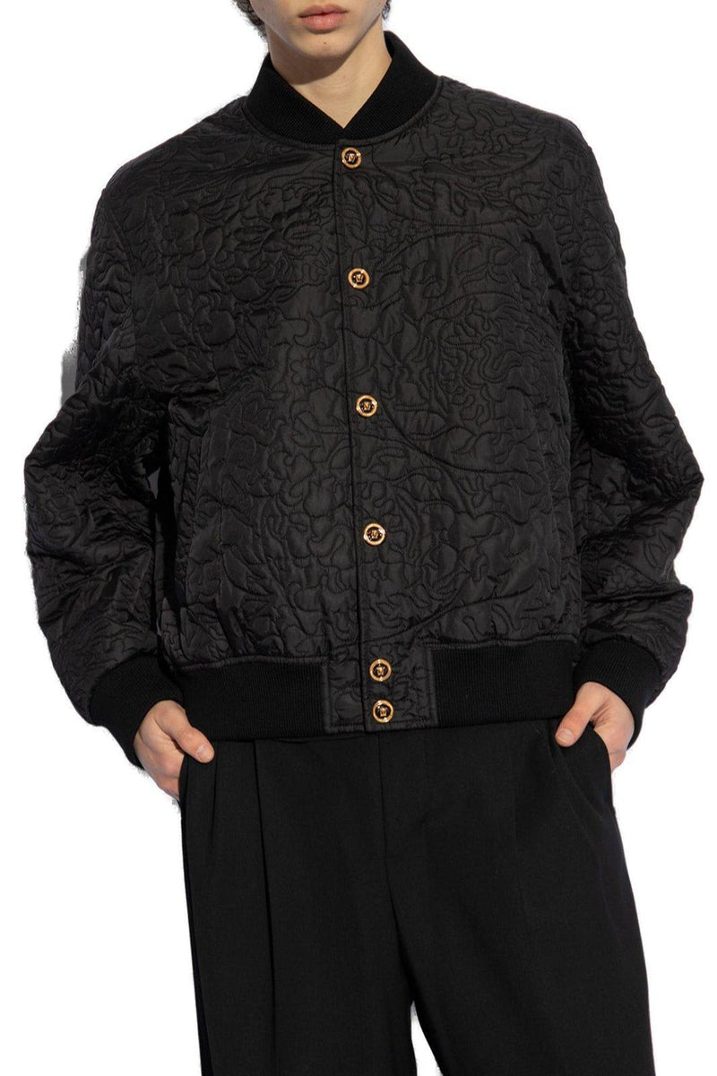 Versace Barocco-quilted Button-up Bomber Jacket - Men