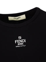 Fendi Logo Embroidered Crewneck Cropped T-shirt - Women