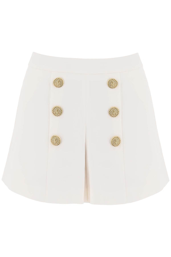 Balmain Crepe Shorts With Embossed Buttons - Women