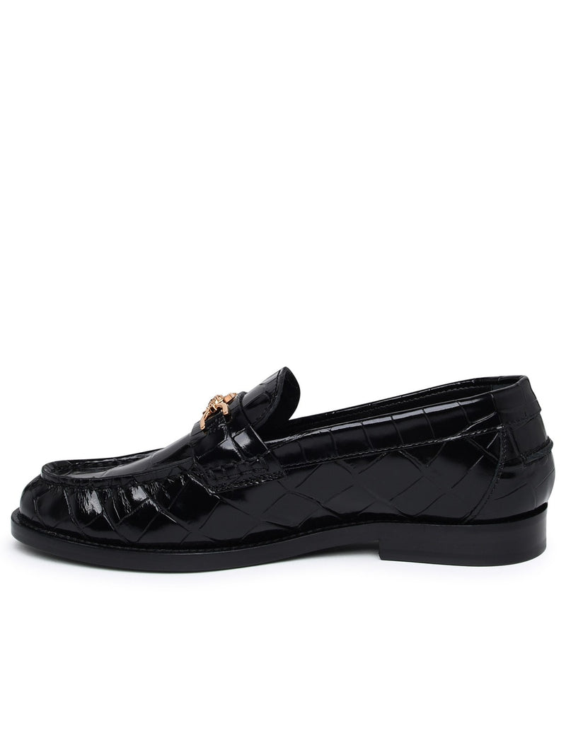 Versace Black Leather Loafers - Women