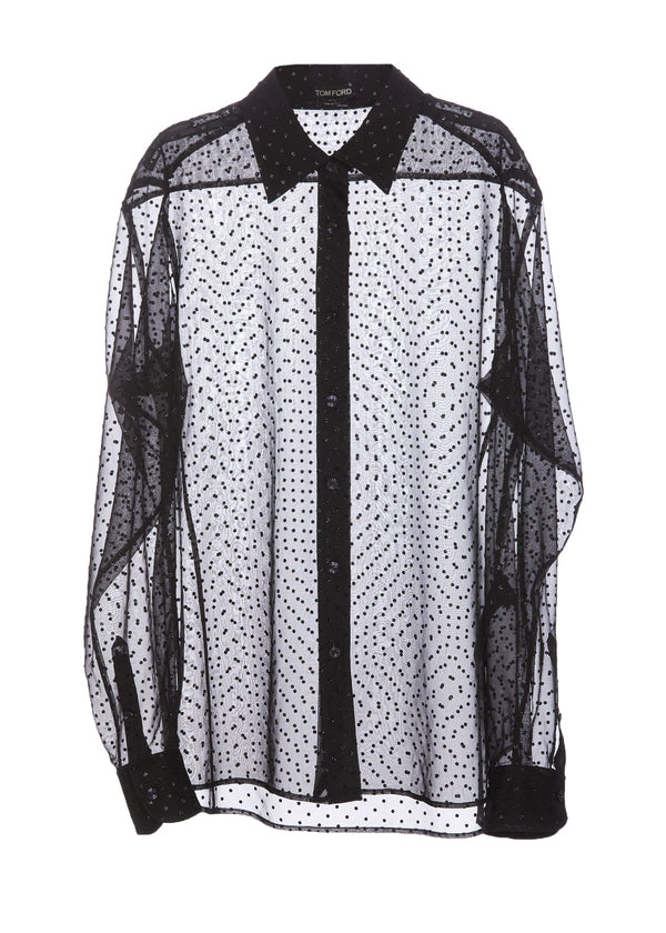 Tom Ford Flocked Polka Dots Shirt - Women