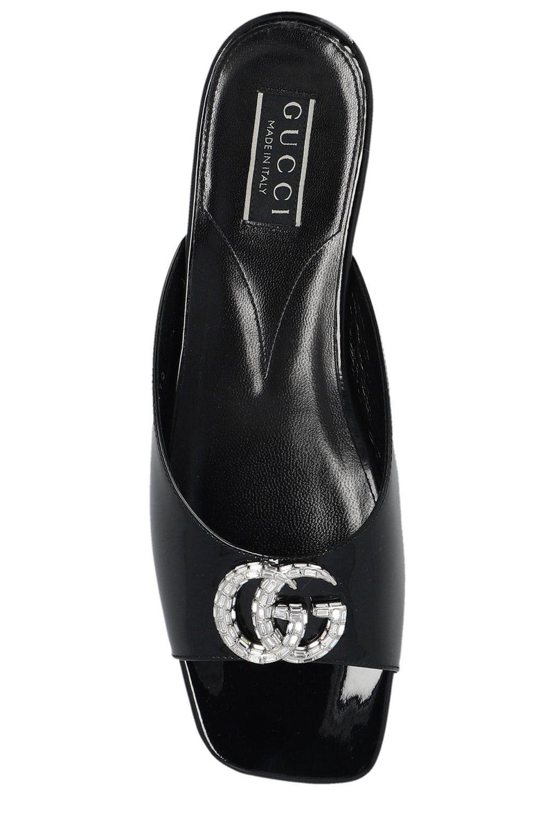 Gucci Logo Embellished Square-toe Slides - Women