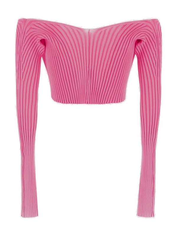 Jacquemus Logo Plaque Cropped Long Sleeve Top - Women