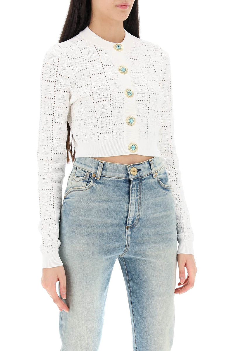 Balmain Cropped Cardigan With Jewel Buttons - Women