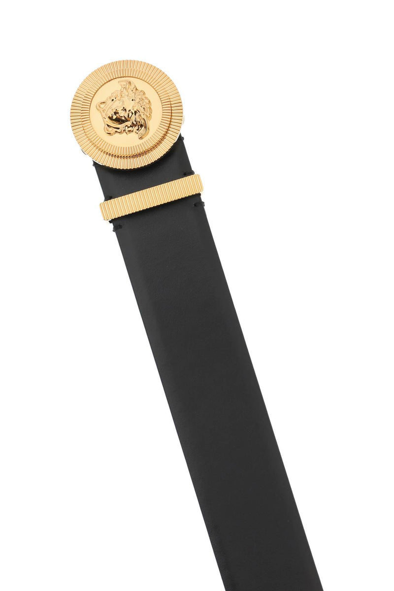 Versace Medusa Black Leather Belt - Men