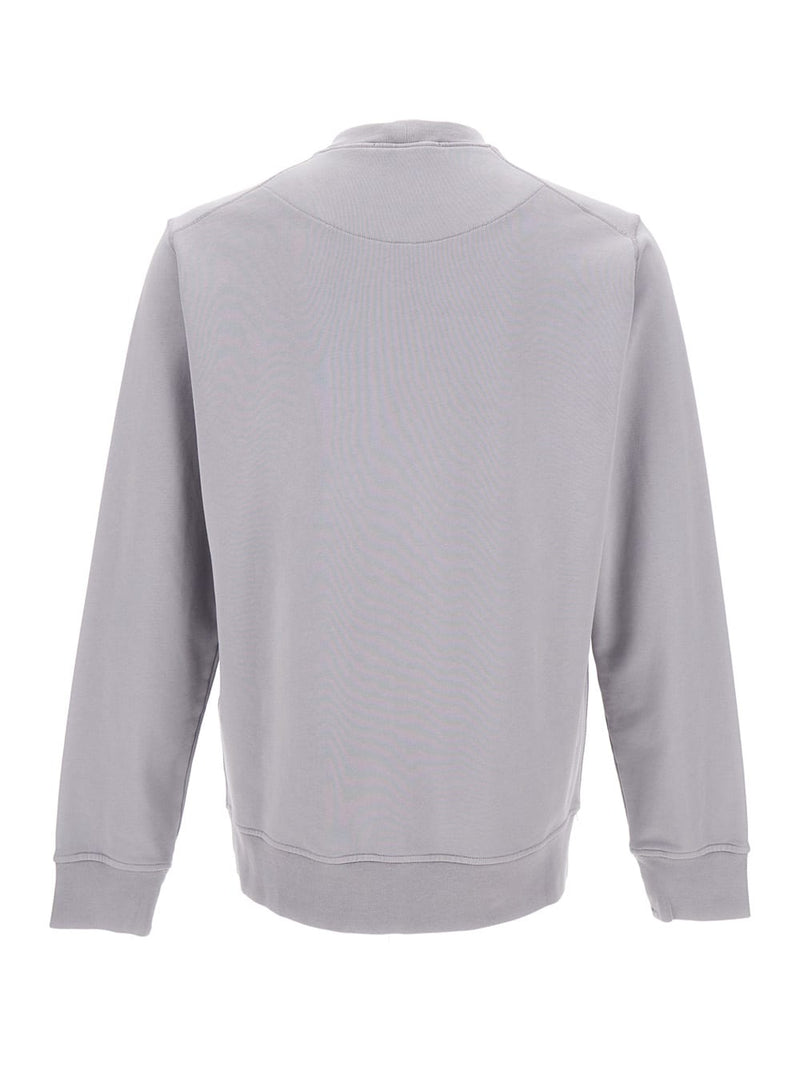 Stone Island Grey Crewneck Sweatshirt With Logo Print In Cotton Man - Men