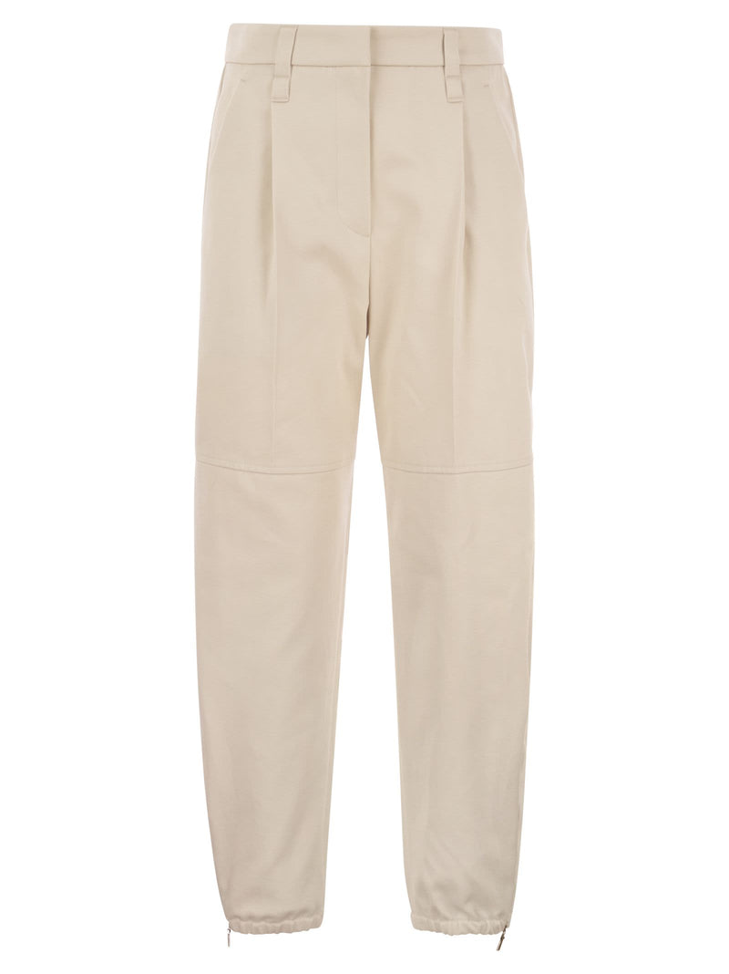 Brunello Cucinelli Utility Track Trousers In Dyed Couture Denim With Jewellery - Women