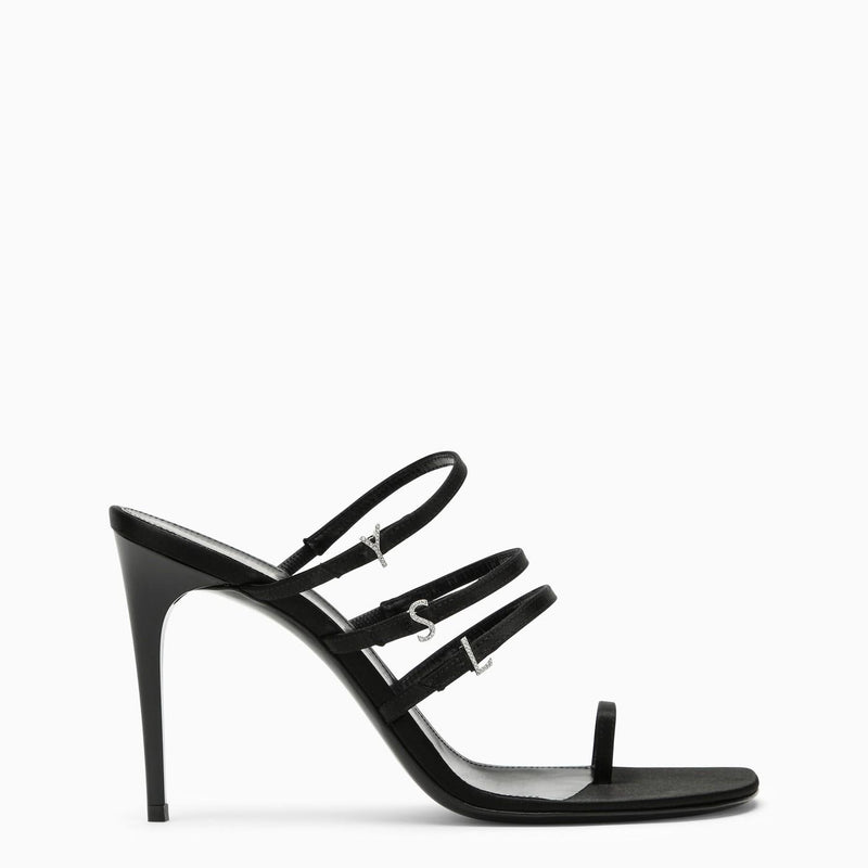 Saint Laurent Black Silk And Leather Sandal - Women