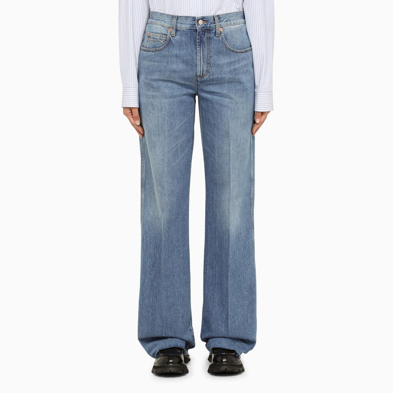 Gucci Blue Straight Jeans In Cotton Denim - Women