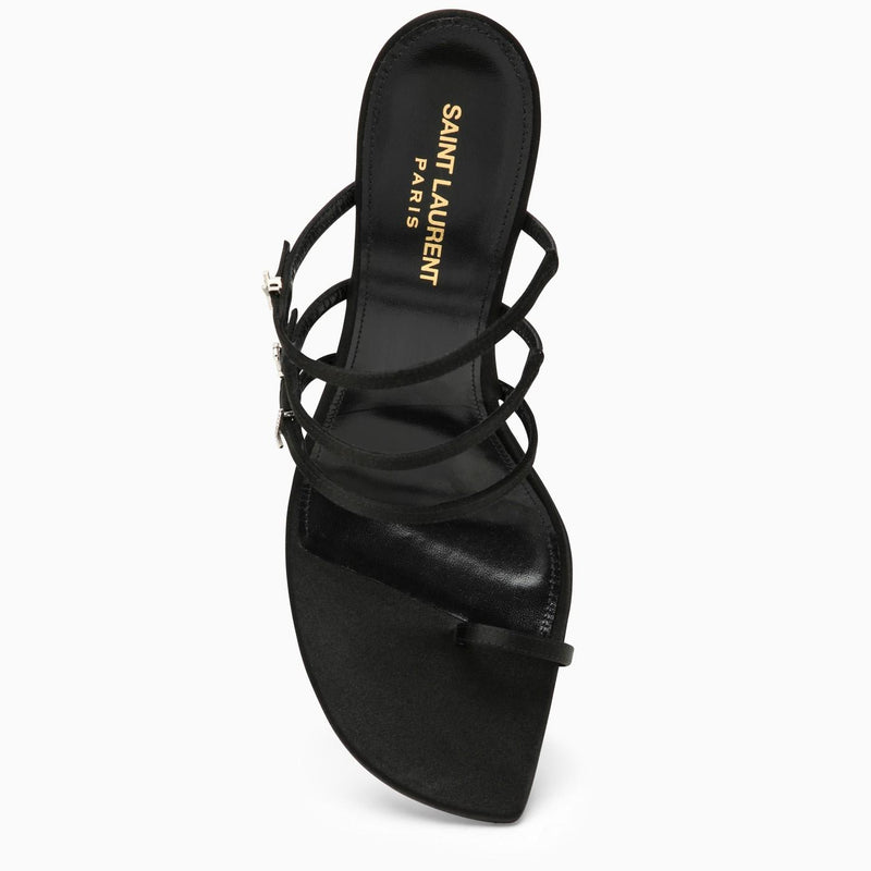 Saint Laurent Black Silk And Leather Sandal - Women