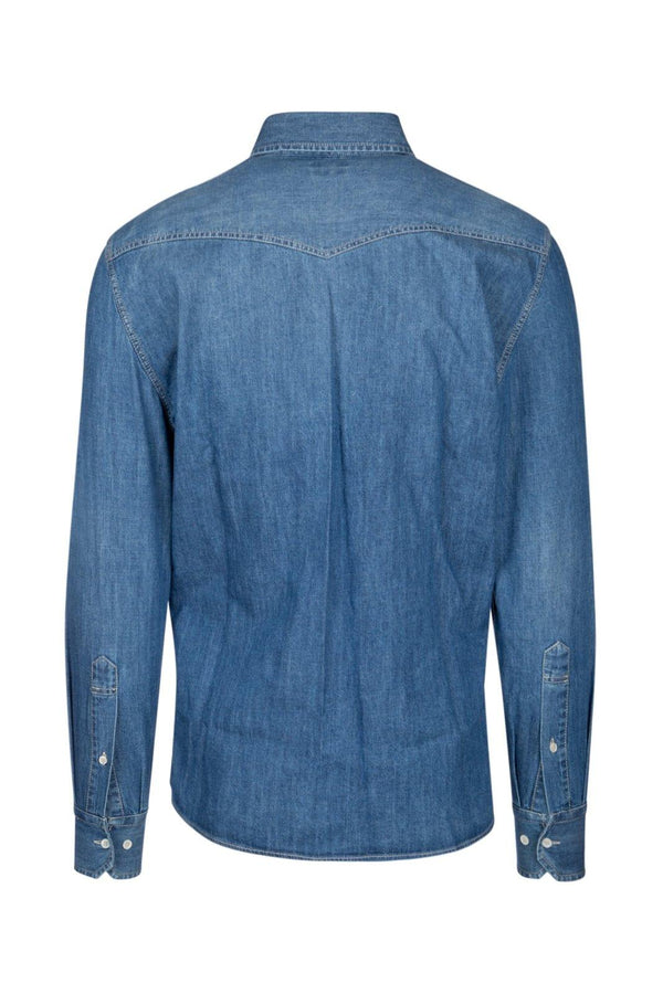 Brunello Cucinelli Button-up Straight Hem Denim Shirt - Men