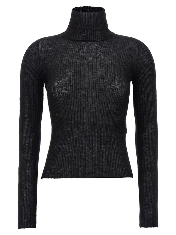 Saint Laurent Black Wool Blend Turtleneck Sweater - Women