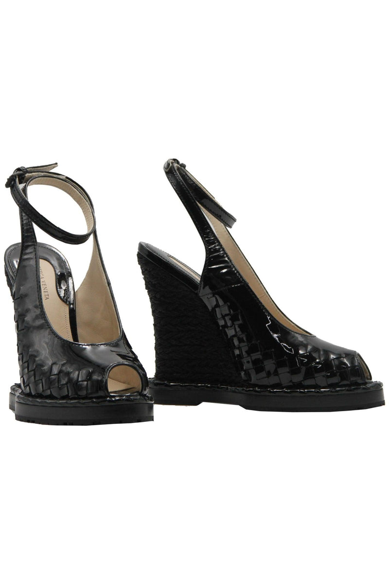 Bottega Veneta Patent Platform Sandals - Women - Piano Luigi