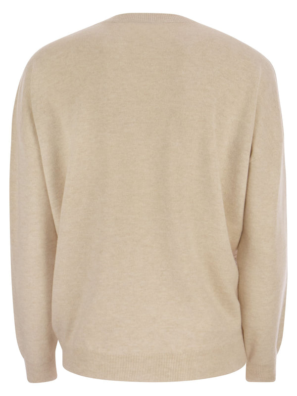 Brunello Cucinelli Crew-neck Sweater In Virgin Wool, Cashmere And Silk - Women