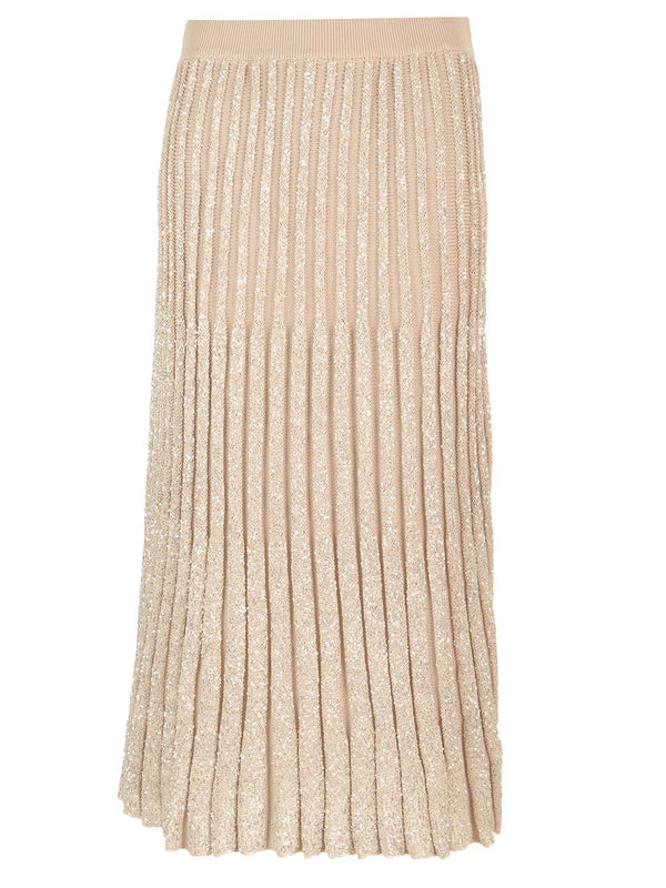 Brunello Cucinelli Pleated Midi Skirt In Lurex Knit - Women