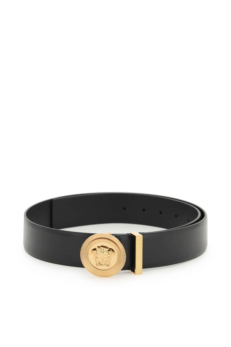 Versace Medusa Black Leather Belt - Men