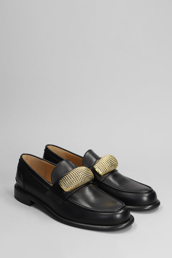 J.W. Anderson Pop Corn Macassin Loafers In Black Leather - Women