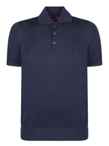 Brunello Cucinelli Short Sleeves Blue Polo Shirt - Men