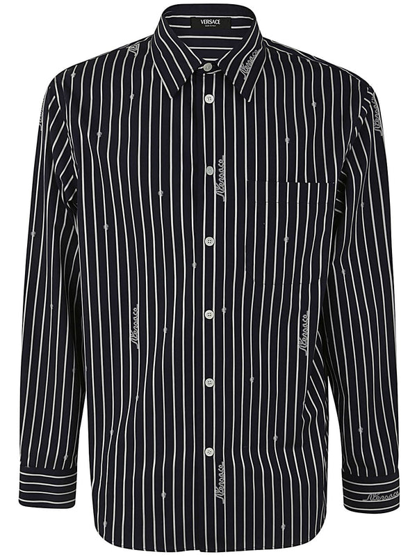 Versace Informal Shirt Striped Poplin Fabric Nautical Stripe Customization - Men