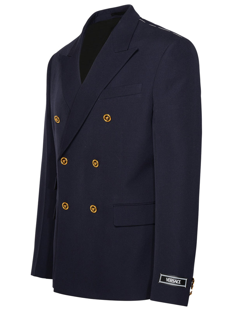 Versace Blue Virgin Wool Blazer - Men