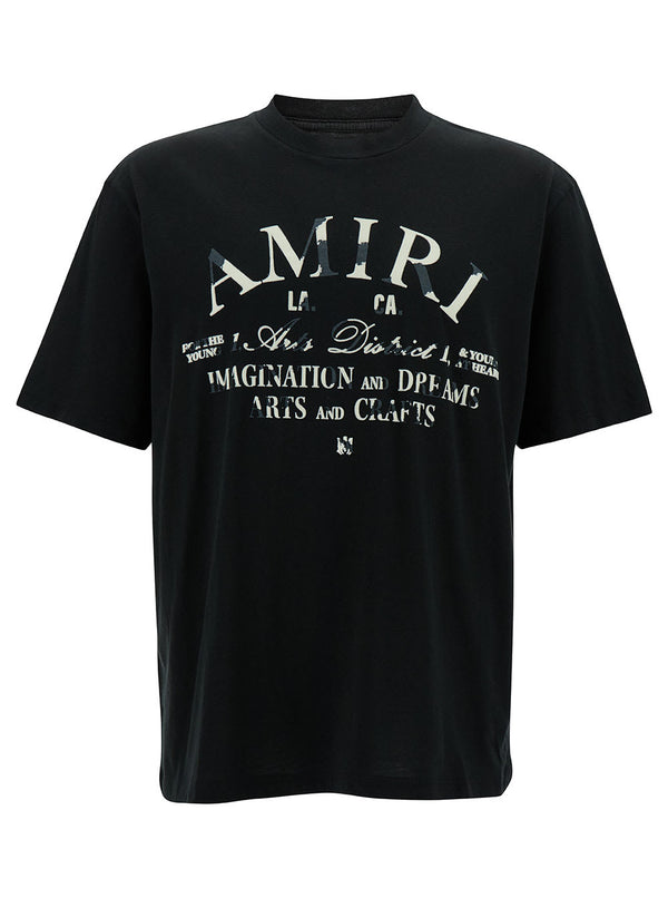 AMIRI Black T-shirt With Distressed Arts District Print In Cotton Man - Men