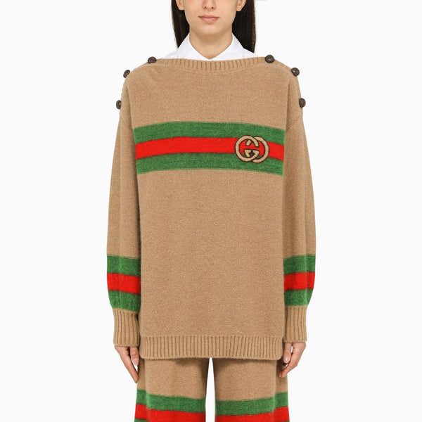 Gucci Camel Wool Crew-neck Sweater - Women
